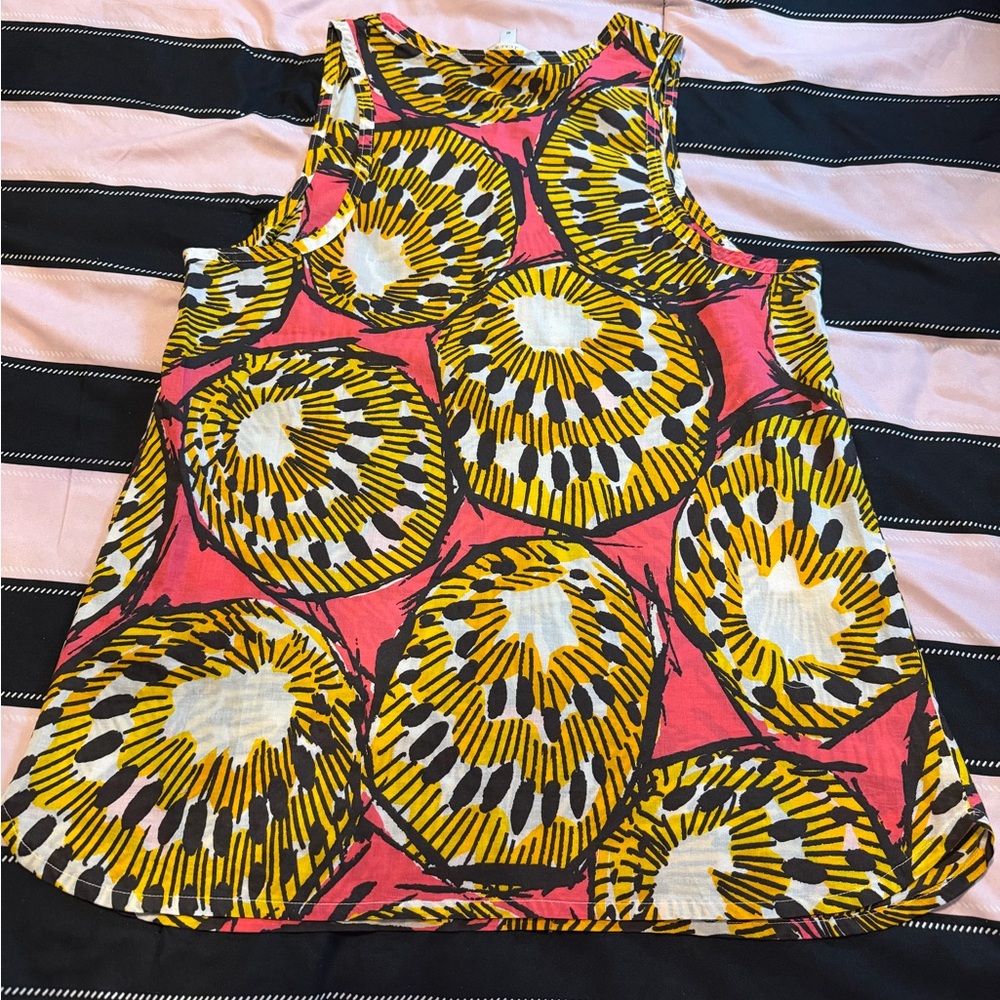 J. Crew Pink and Yellow Abstract Graphic Tank